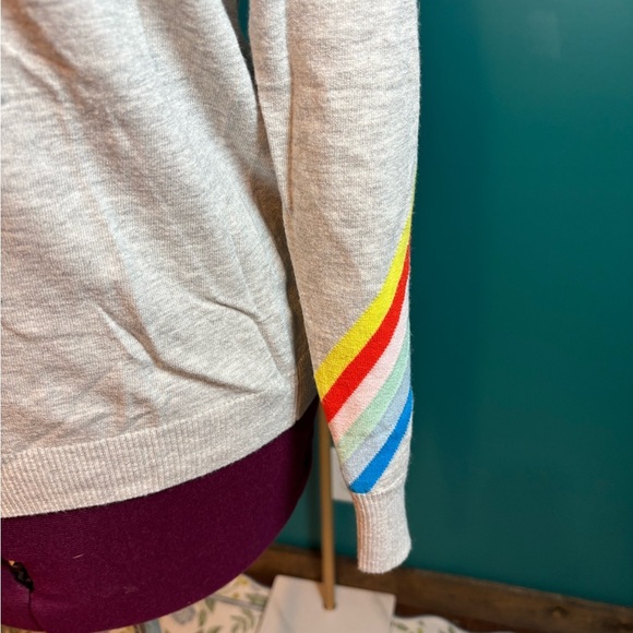 Society V-Neck Sweater in Gray and Rainbow - Picture 3 of 6